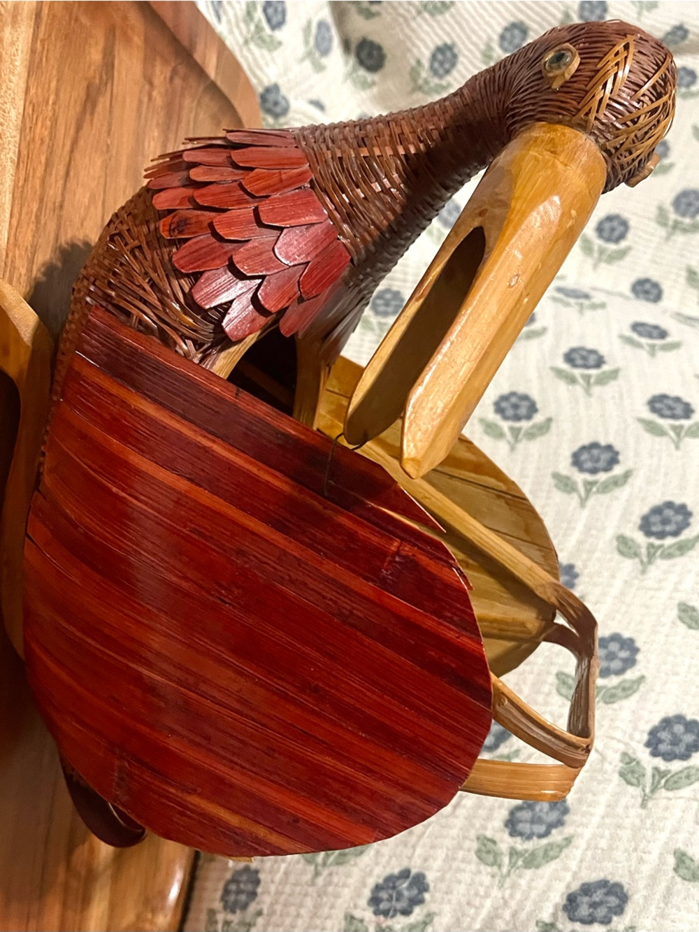 Vintage woven pelican basket